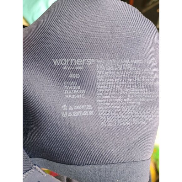 Warners Womens Contour Underwire Bra 40D Navy Blue Adjustable Straps - Picture 5 of 5